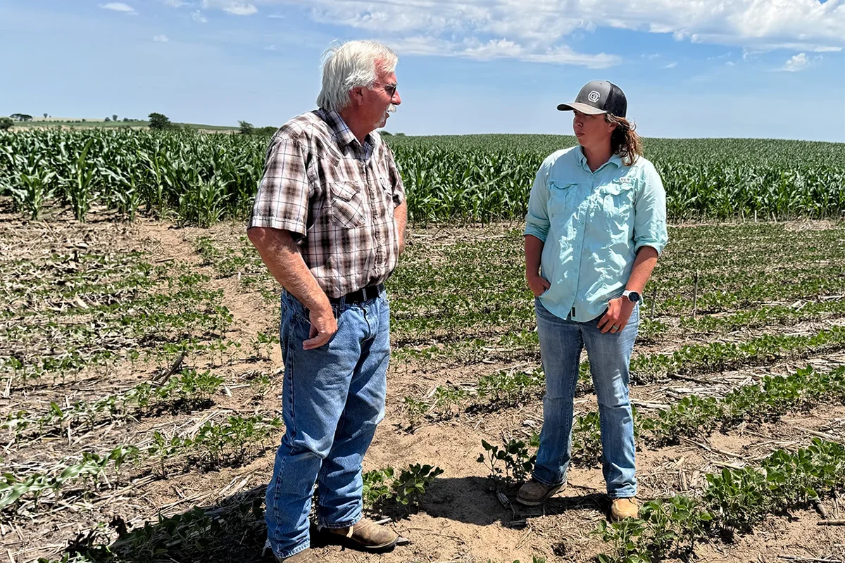 Agronomist talking with farmer in field 2 farmer and agronomist talking in field
