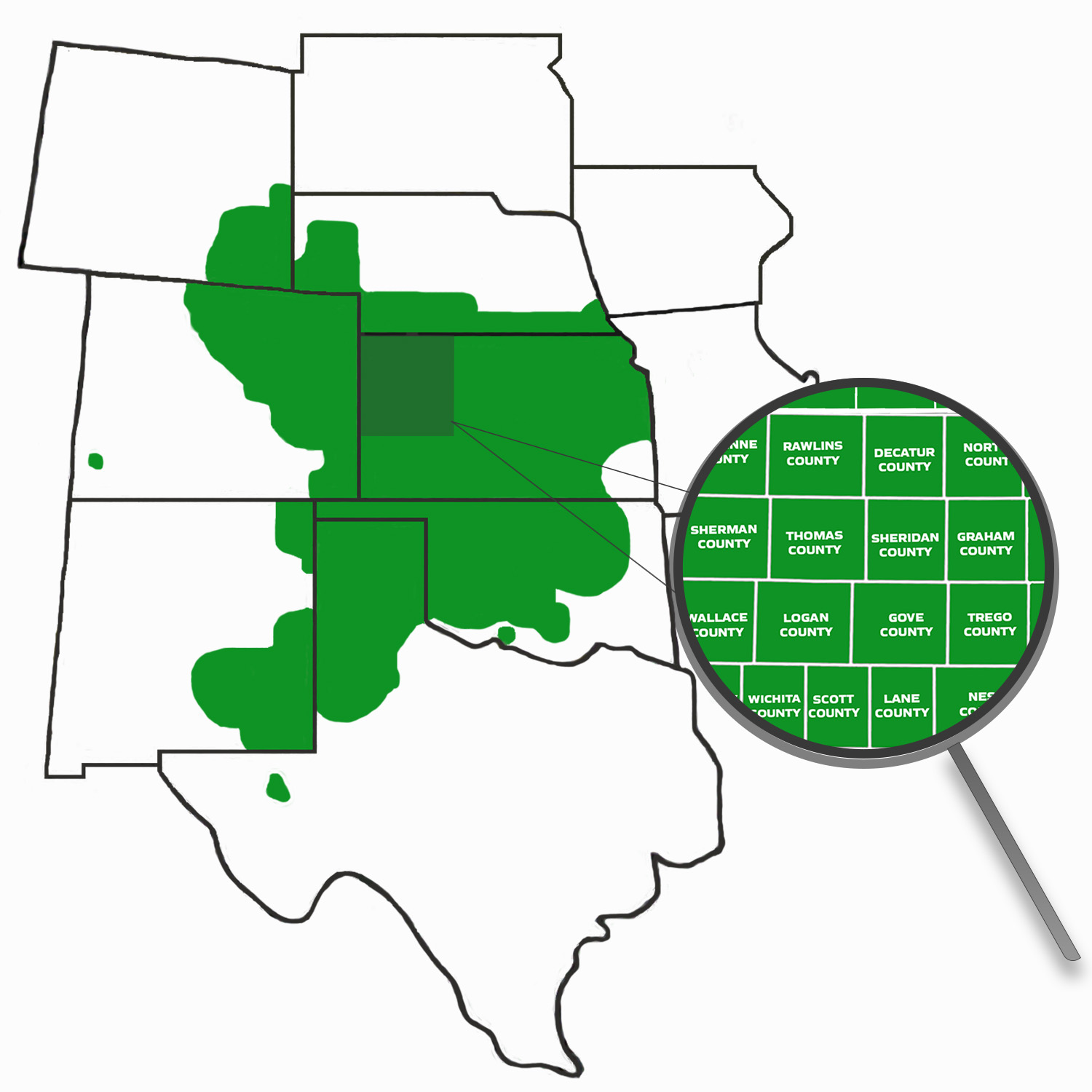 Northwest Kansas agronomy service area map showing counties served by Crop Quest