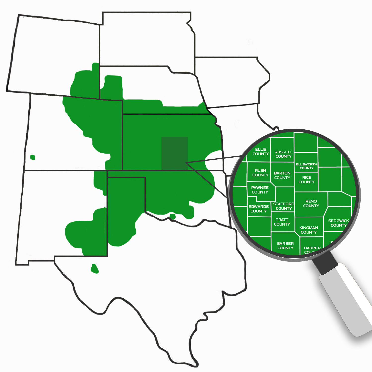 St John Kansas Agronomy Service Area St John service area map showing counties covered by Crop Quest agronomists